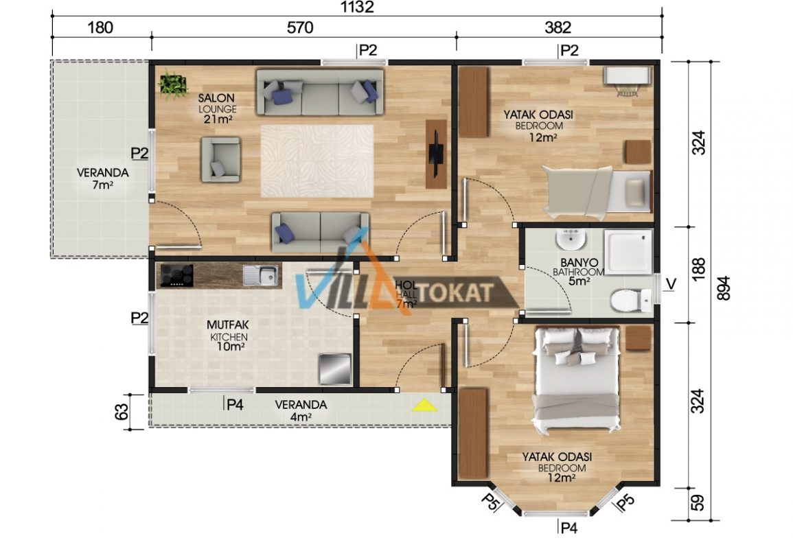 81 M2 Tek Katl Prefabrik Ev 2 1 Villa Tokat